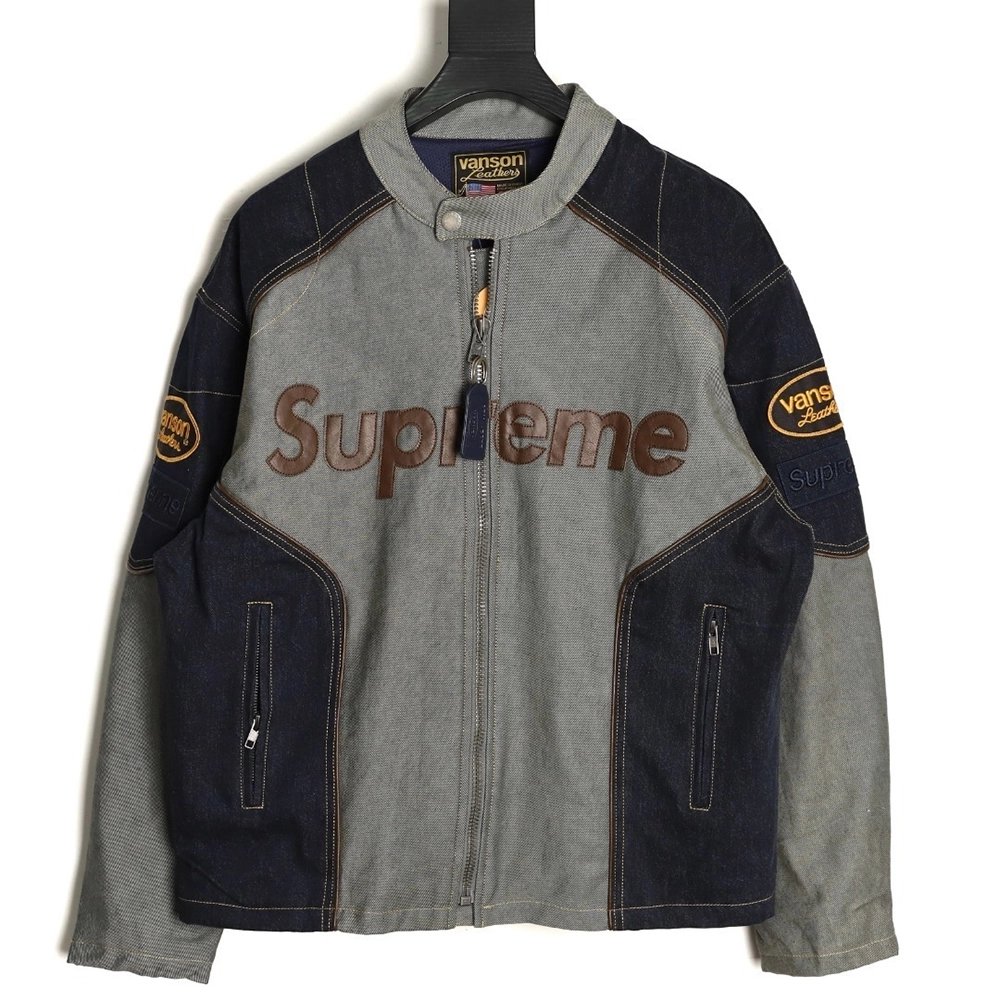 Supreme Vanson Leathers Cordura joint logo patch zipper patch jacket TSK1,Supreme