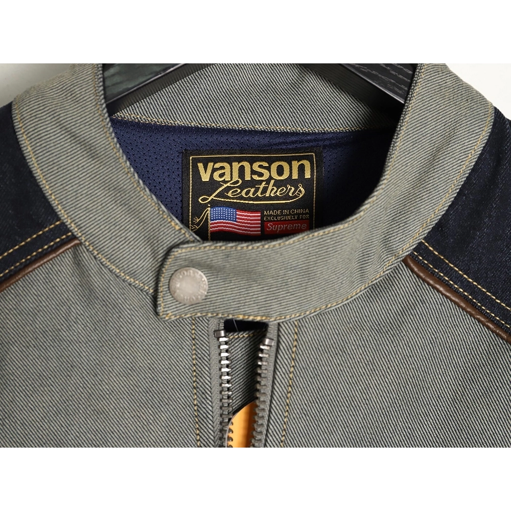 Supreme Vanson Leathers Cordura joint logo patch zipper patch jacket TSK1,Supreme