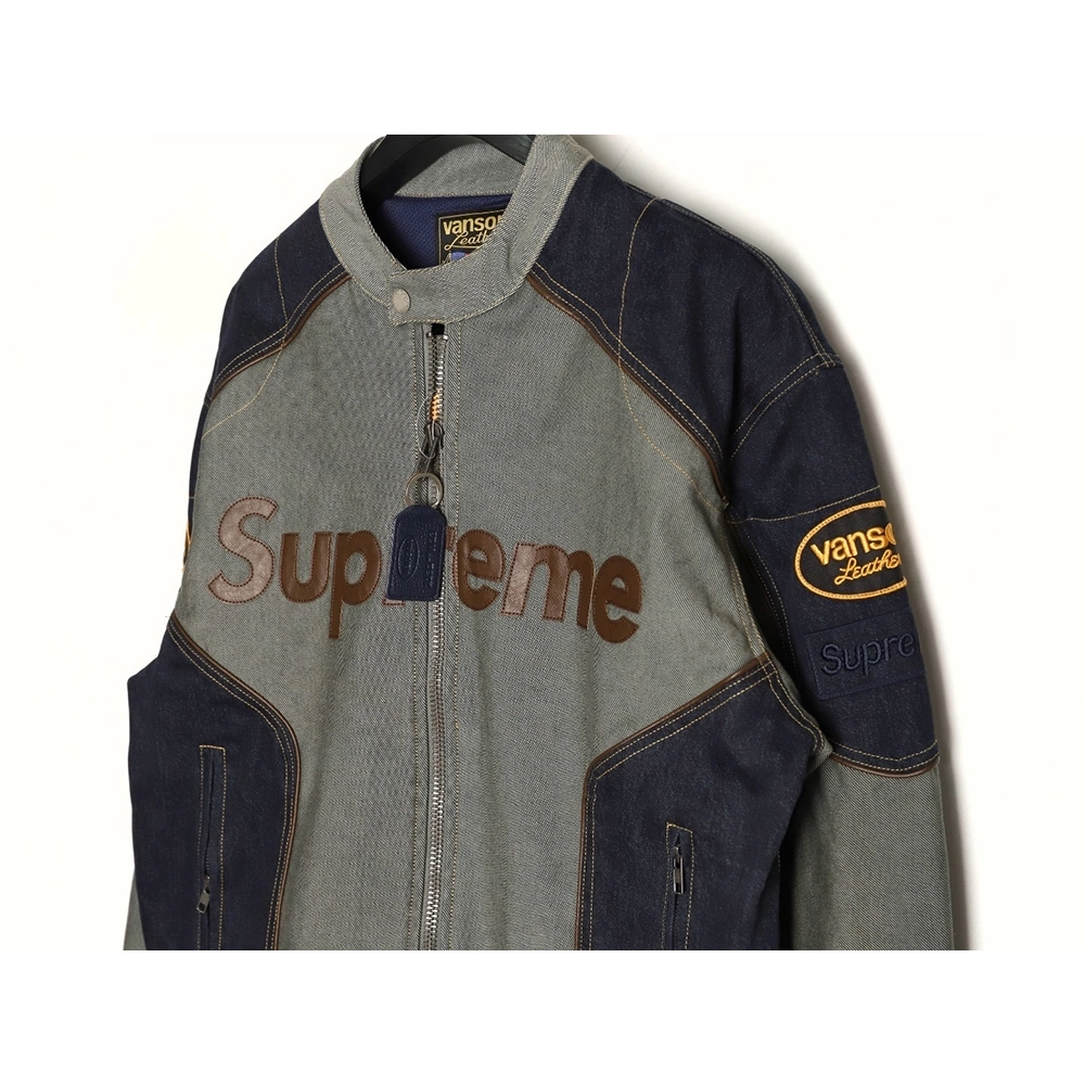 Supreme Vanson Leathers Cordura joint logo patch zipper patch jacket TSK1,Supreme