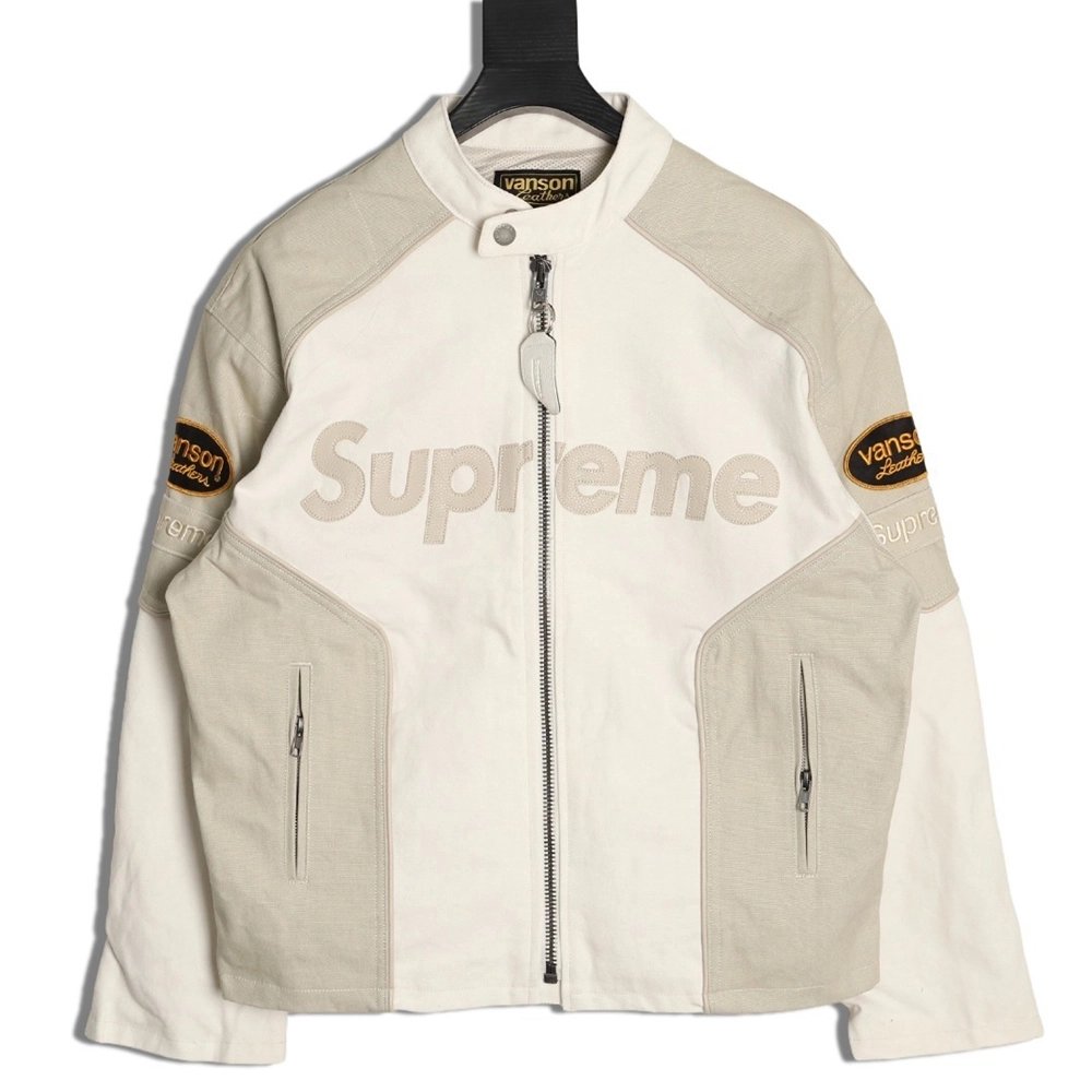 Supreme Vanson Leathers Cordura joint logo patch zipper patch jacket,Supreme