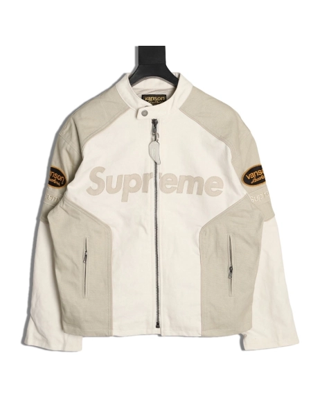 Supreme Vanson Leathers Cordura joint logo patch zipper patch jacket,Supreme