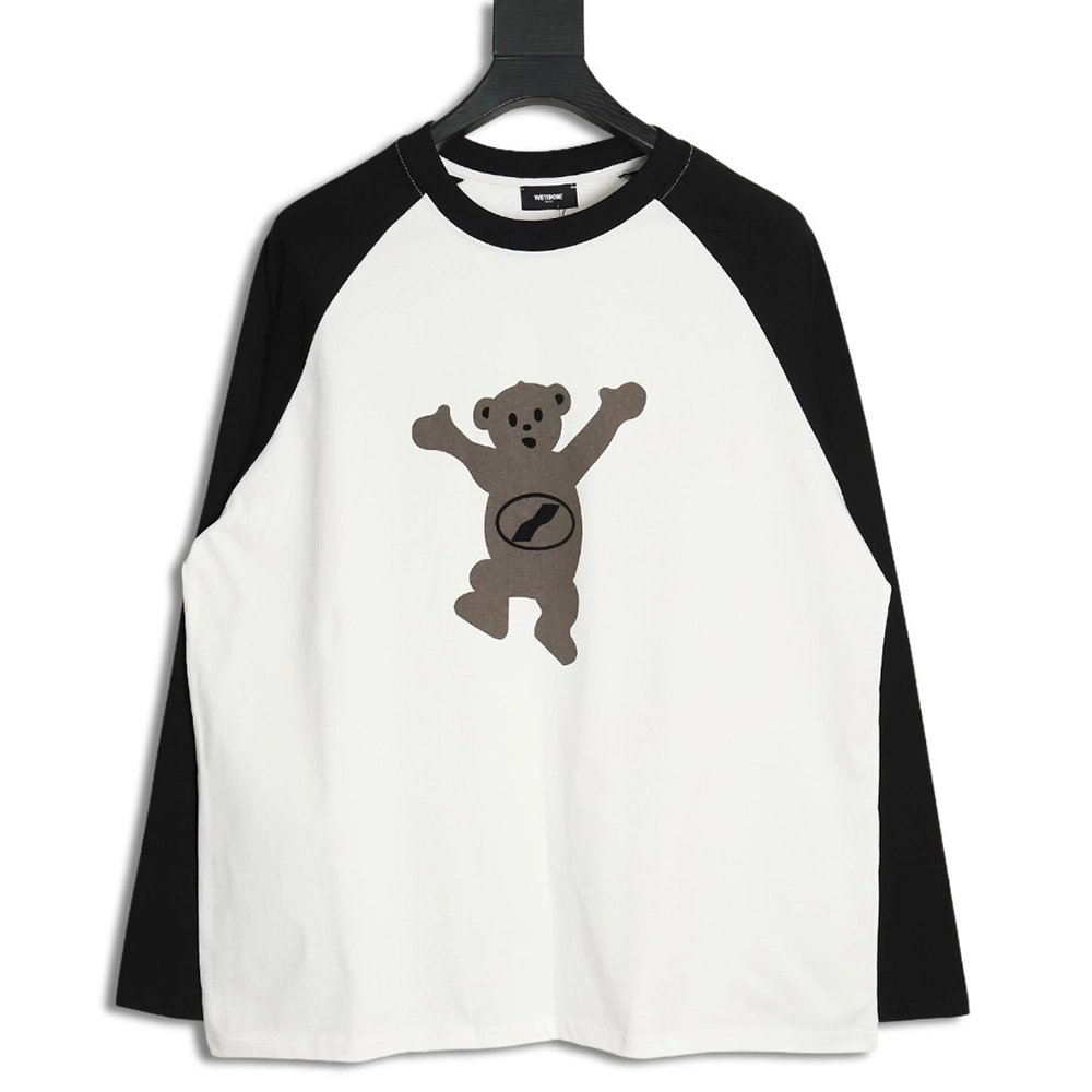 We11done Raising Hand Bear Colorblock Long Sleeve,We11done