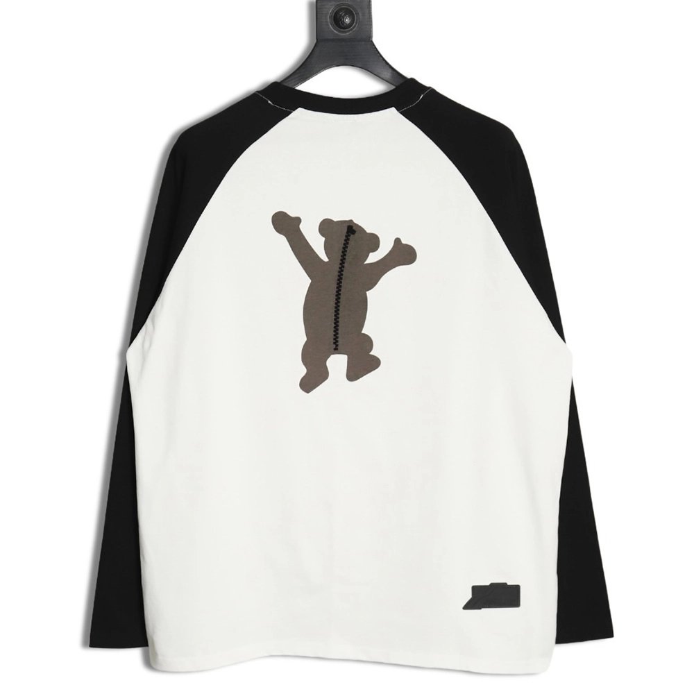 We11done Raising Hand Bear Colorblock Long Sleeve,We11done