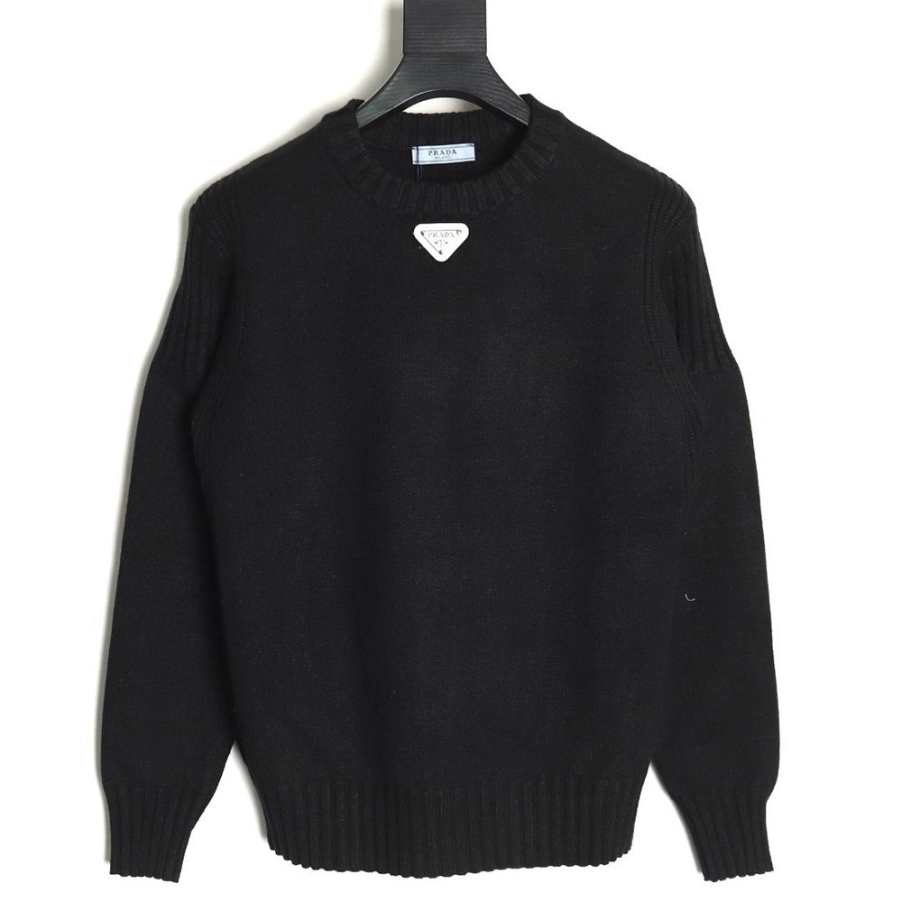 Prada inverted triangle knit crew neck sweater TSK1,Prada