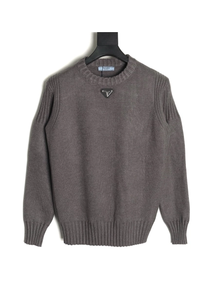 Prada inverted triangle knit crew neck sweater,Prada
