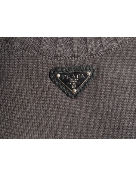Prada inverted triangle knit crew neck sweater,Prada