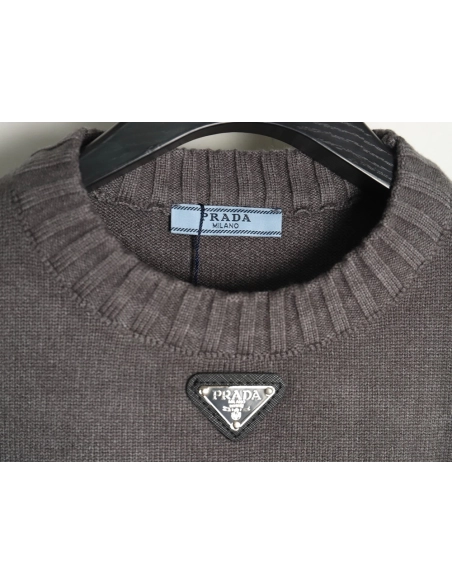 Prada inverted triangle knit crew neck sweater,Prada