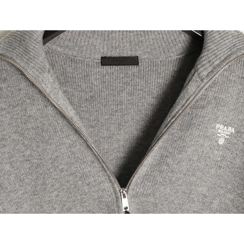 Prada inverted triangle knitted zipper cardigan jacket,Prada