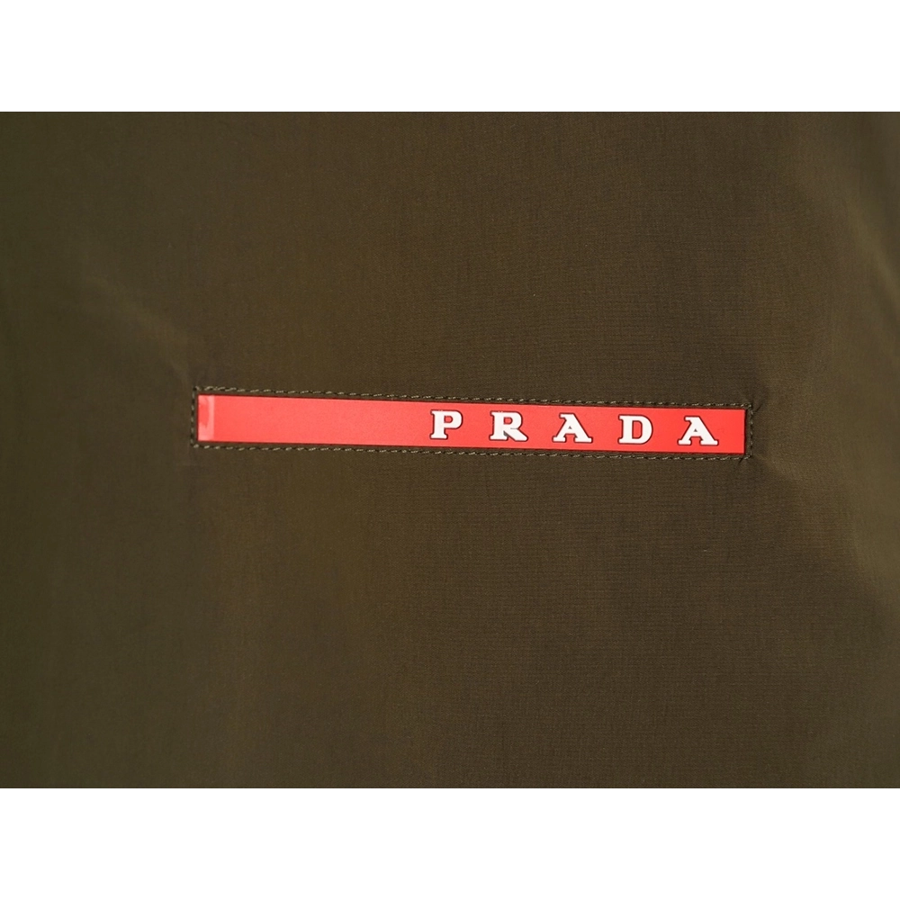 Prada chest red stripe zip-up hooded jacket TSK1,Prada
