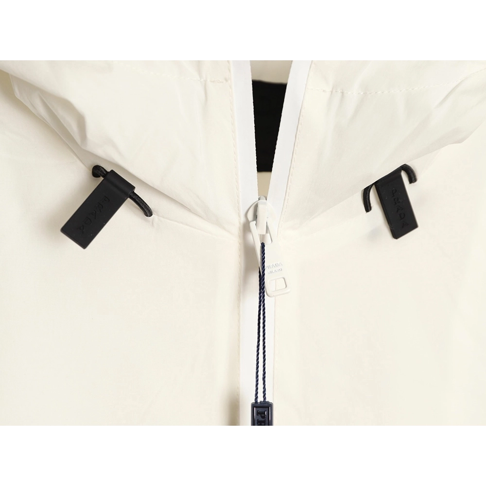 Prada chest red stripe zip-up hooded jacket,Prada