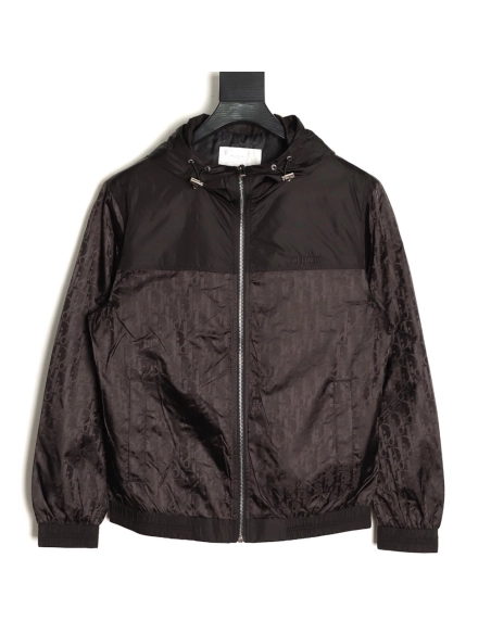 Dior chest letter logo full print patchwork hooded jacket TSK1,Dior