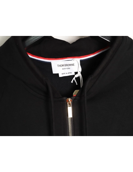 Thom Browne classic yarn-dyed zip-up jacket,Thom Browne